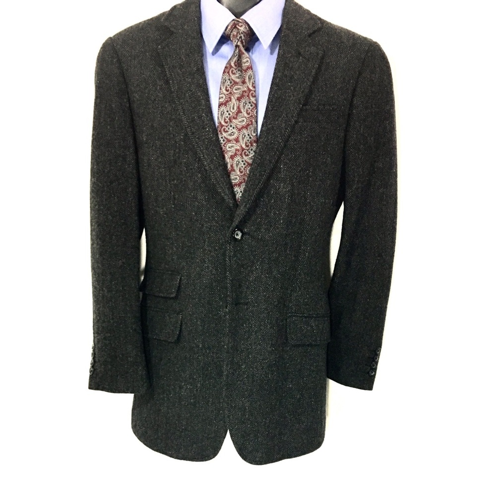 Men’s Gray Textured Wool Blend Sportcoat Size 38R